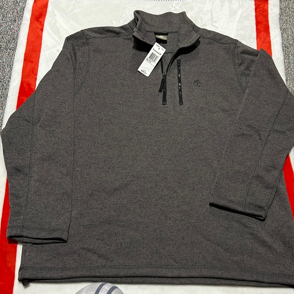 NWT Dark Grey half zip pullover Timberland sweater XXL
